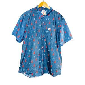 Buoy Beer Co Blue Button Up Shirt Short Sleeve Nautical Mens XXXL Beach Boating